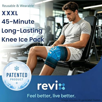 REVIX XXXL Knee Ice Pack Wrap Around Entire Knee, 45-Minute Long-Lasting Ice Pack for Knees with Ice Grid Gel Design, Cold Compress Therapy for Meniscus Tear, ACL (20"×10.7") - style: 1 Pack