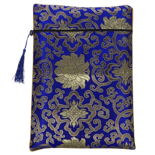 Chinese Style Zipper Storage Bag 13.4X9.4 in Multi-Purpose Pouch for Books Notebooks Stationery and Document Organization