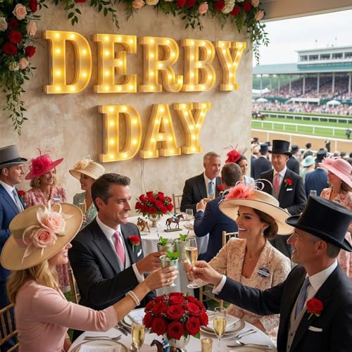 Aurelema Sukkot Large LED Letter Sign LED Lights, Derby Day, 8.27 Inches - color: Derby Day, size: 6.3 Inches