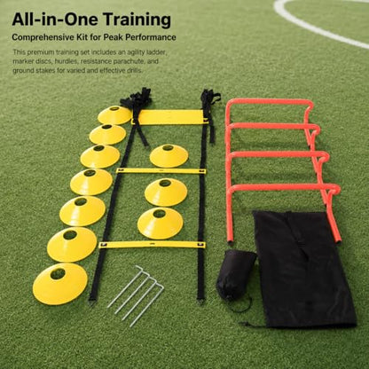 Agility Ladder Speed Training Kit, Soccer Training Equipment Set, PP Rung Agility Ladder Synthetic Disc Cones with Storage Bag - style: training set type a Training S