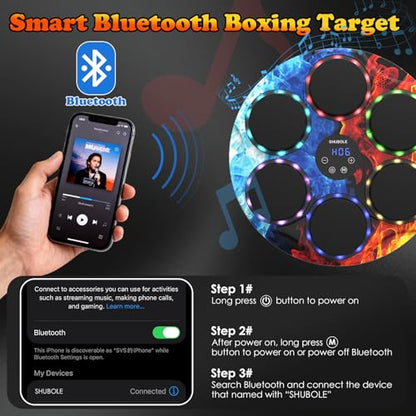 Music Boxing Machine with Gloves - Wall Mounted Punching Trainer for Adults & Kids, 9-Speed Punch Game, Wall Boxing Punching pad, 2025 Upgrade Gifts for Boys Age 6+ - style: Ice-Fire