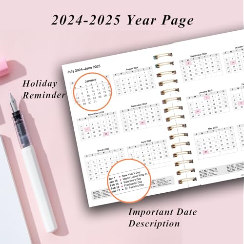 Planner 2024-2025 Daily Weekly and Monthly - Academic Planner July 2024-June 2025-5" x 8" with Floral Cover with Twin-Wire Binding - Effectively Manage Your Time - Dark Blue - color: 2024-A-Dark Blue