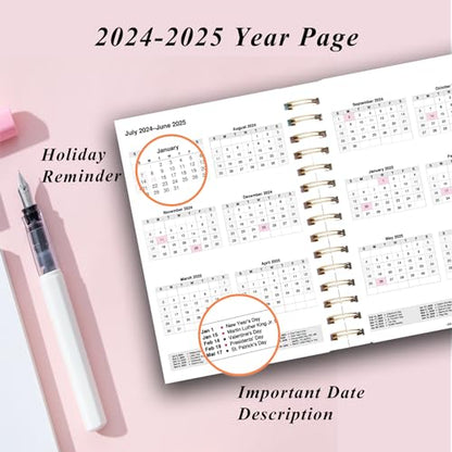Planner 2024-2025 Daily Weekly and Monthly - Academic Planner July 2024-June 2025-5" x 8" with Floral Cover with Twin-Wire Binding - Effectively Manage Your Time - Dark Blue - color: 2024-A-Dark Blue