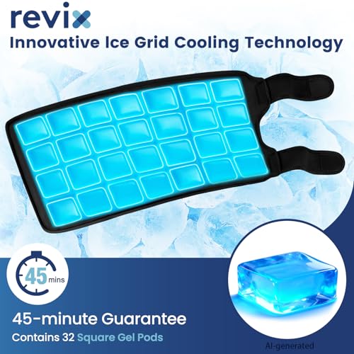 REVIX XXXL Knee Ice Pack Wrap Around Entire Knee, 45-Minute Long-Lasting Ice Pack for Knees with Ice Grid Gel Design, Cold Compress Therapy for Meniscus Tear, ACL (20"×10.7") - style: 1 Pack