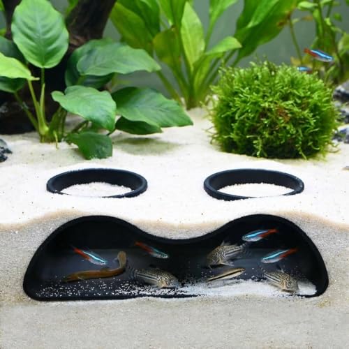 Aquarium Underground Tunnel Cave Fish & Shrimp Under Gravel Tunnel Aquarium Cave Hideout Shrimp and Fish Hiding Caves Shrimps Hideout(Size:Double Holes) - size: Double holes
