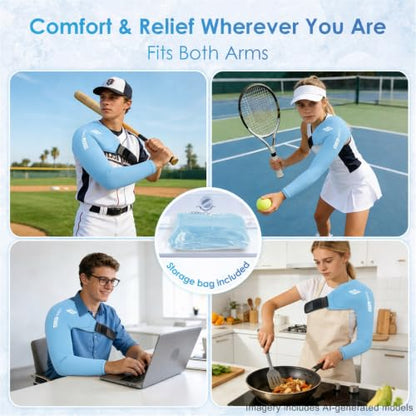 ComfiTECH Shoulder Arm Ice Pack Wrap for Pitcher & Recovery, Blue, S | Flexible Gel Ice Pack for Shoulder & Elbow & Arm Cooling, Adjustable Arm Cold Sleeve for Throwing Recovery & Muscle Comfort - size: Small, style: Blue