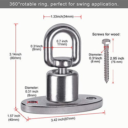 SELEWARE Silent Ball Bearing Swing Hangers, Heavy Duty 360° Rotate Swing Swivel Hook for Wooden Playground Yoga Hammock Chair Rope Punching Bag Porch Tire Web Swing Sets, 1200 Capacity - color: Ball Bearing Swing Hanger, 1 Pack