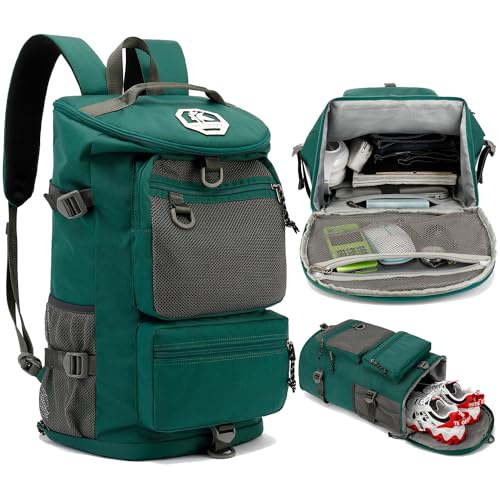 gym duffel bag backpack wrestling bag with shoe compartment 4 kinds of back method waterproof sports walking laptop - color: B-green