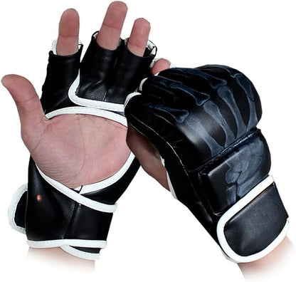 MMA Gloves, Half-Finger Boxing Fight Gloves MMA Mitts with Adjustable Wrist Band UFC Gloves for Sanda Sparring Punching Bag Training (One Size Fits Most) - color: Tiger claws black