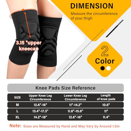 Haysandy 8 Pairs Knee Pads Bulk, Volleyball Breathable Knees Pads with Thick Sponge for Adult Youth Women Men Dancer Sport Training Workout Protector (Black,M Size) - size: Medium