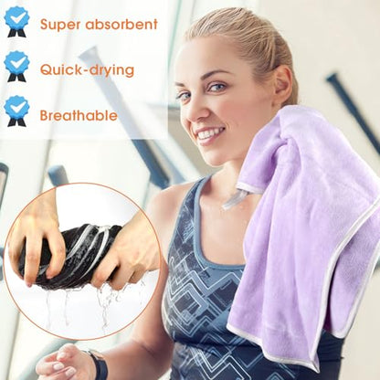 3 Pack Microfiber Gym Towels, Super Soft, Quick Drying, 14.2" x 30" | Absorbent Towel for Fitness, Yoga, Swimming, Sports, Workout, Skin-Friendly for Women Men