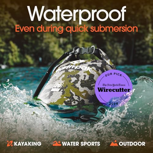 Earth Pak Waterproof Dry Bag - Roll Top Waterproof Backpack Sack Keeps Gear Dry for Kayak with Waterproof Phone Case - color: Camo, size: 5L