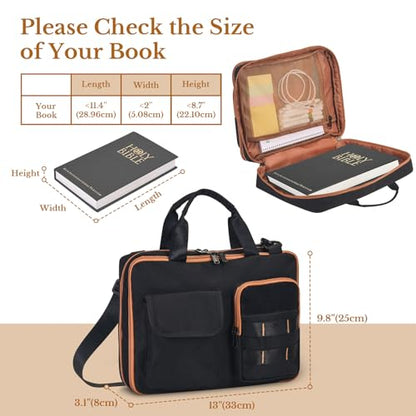 ZHIERNA Tactical Bible Cover for Men, Double Layer Large Bible Case Church Bag with Multiple Pockets, Bible Carrying Case for Women with Top Handle and Shoulder Strap