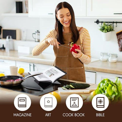 Large Acrylic Book Stands 15.8" x 9.5" x 5.4" Thicken Book Holder for Display Reading Open Coffee Table Stand for Cookbooks, Bible, Quran, Art, Magazines(Black) - color: Black
