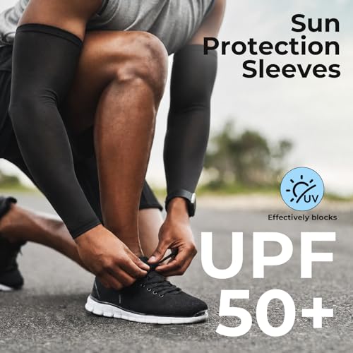 JATEBI 6 Pairs Plus Size Arm Sleeves for Men Women, UV Protection - color: Black