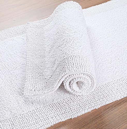 Bedding Craft Cotton Bath Mat, 21x34 in, White Bathroom Rug - color: White, size: 1'9" x 2'10" (Rectangular)