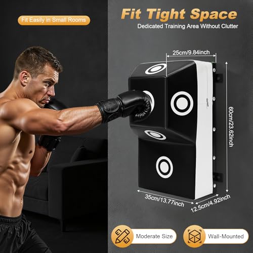 Wall Mount Uppercut Boxing Heavy Bag, MMA Training Punching Target Boxing Training Wall Target with Marking Points for Uppercuts, Hooks, Knees, Elbows, 13.78 * 9.84 * 23.62 inch