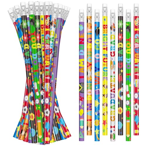 Cinrobiye 100 PCS End of the School Year Gifts for Students Graduation Pencils Pre K Preschool Kindergarten Wood Pencils Bulk Giveaways Prizes Gifts Supplies for Graduation Party - style: Grad100