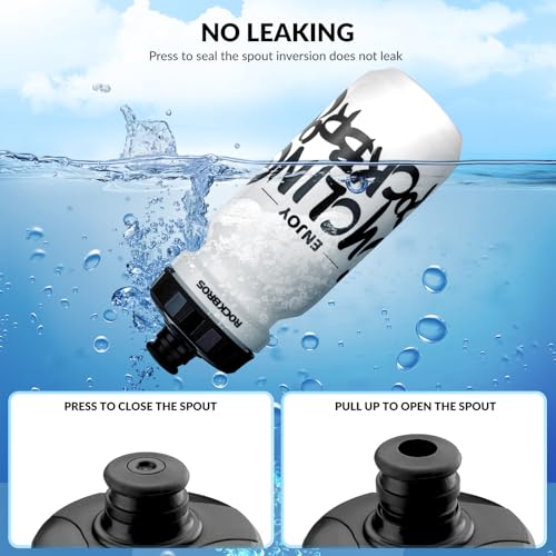ROCKBROS Bike Water Bottle, 20-25oz Squeeze Cycling Water Bottle, BPA Free for Bicycle Running Hiking Gym & Outdoor Activities - color: 20oz White
