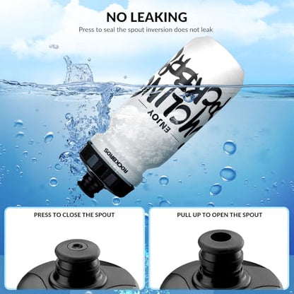 ROCKBROS Bike Water Bottle, 20-25oz Squeeze Cycling Water Bottle, BPA Free for Bicycle Running Hiking Gym & Outdoor Activities - color: 20oz White