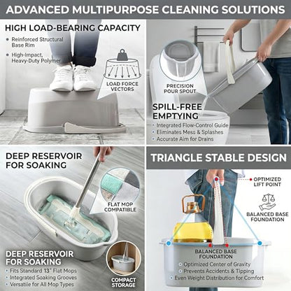 Haundry 4.5 Gallon Cleaning Bucket, Good Grips Household Mop Bucket for Cleaning Supplies, Cleaning Caddy Organizer Basket with Handle, 17.1L, Grey - color: Gray