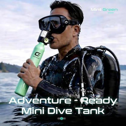GOYOJO Mini Scuba Tank, Portable Diving Lung Air Tank with DOT Certified | Refillable Emergency Backup Pony Bottle for Snorkeling, Underwater Breathing, Training - color: 0.5L Mint Green