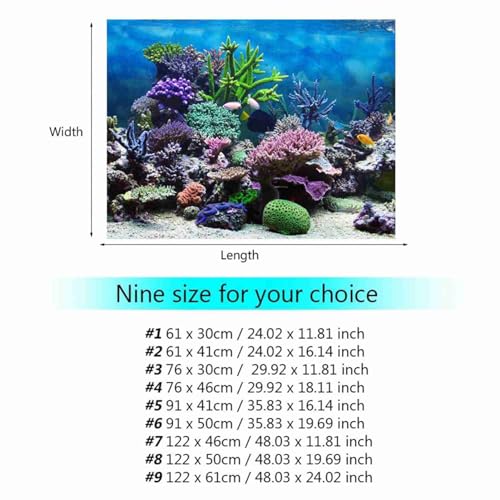 Underwater Aquarium Background Poster, Adhesive PVC Wall Decor, 29.9x11.8 Inch Fish Tank Backdrop for Home Office - size: 76*30cm