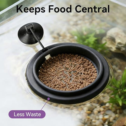 Aquarium Feeding Ring with Suction Cup Holder, Floating Fish Food Circle for Tanks, Black 1 Pack, Turtle Feeding Ring for More Controlled Pellets and Flakes