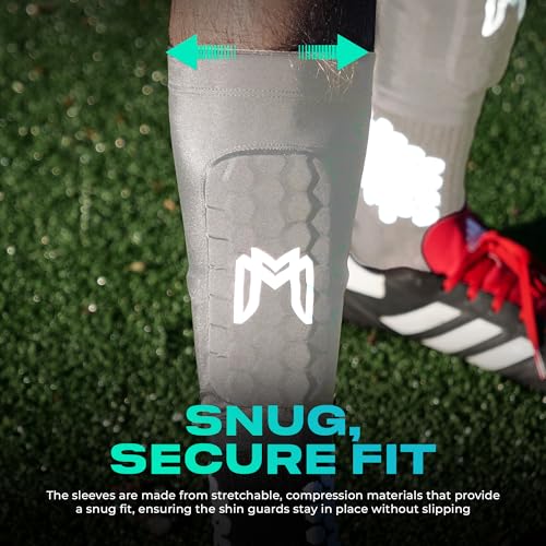 MediCaptain Mini Shin Guards Soccer – Built in Shin Pad Sleeves for Mens, Women, Teens - Small Shin Guards - Lightweight, Breathable Shin Defender Leg Protection - color: Gray, size: Maxi (5.5 x 2.8 in)