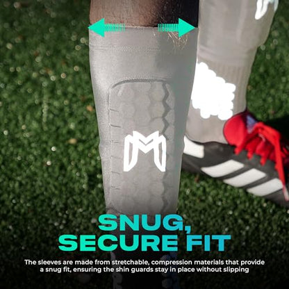 MediCaptain Mini Shin Guards Soccer – Built in Shin Pad Sleeves for Mens, Women, Teens - Small Shin Guards - Lightweight, Breathable Shin Defender Leg Protection - color: Gray, size: Maxi (5.5 x 2.8 in)