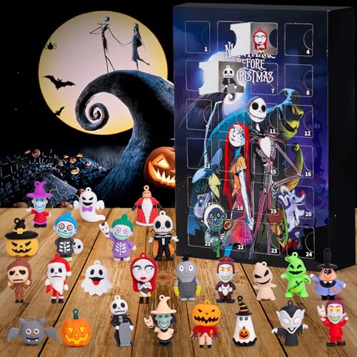 Nightmare Be Christmas Advent Calendar,Halloween Advent Calendar 2026,with 24 Collectible for Kids Adult Boys Girls,Halloween Calendar Countdown Box Halloween Gifts - color: black