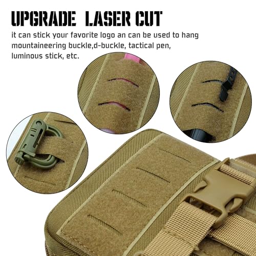 Upgrade Molle Rip Away Ifak Pouch, Tactical Small Belt First Aid Pouch Medical Utility EMT Pouch Only - color: Upgrade - Tan