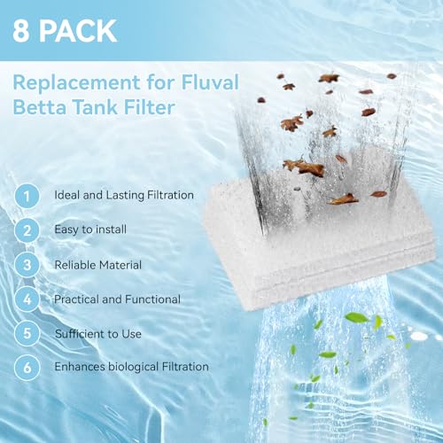 Diffusion Chamber Pad, Betta Tank Filter Replacement for AquaClear Fluval | Betta Diffusion Chamber Pad Replacement Aquarium Filter Media for Betta Premium Aquarium 2.5/2.6 Gallon, 8 Pack