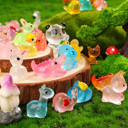 100PCS Mini Glow in The Dark Animal Resin Models Mystery Resin Animals Blind Bag Tiny Animal Figurines for Micro Landscape Garden Aquarium Dollhouse Party Favors Surprise Gifts for Kids ﻿ - color: 100pcs Mini Mystery Bag Luminous Resin Animals