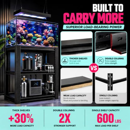 Fish Tank Stand for 20-30 Gallon Aquarium, Heavy Duty Metal Fish Stand with Adjustable Storage Shelf, 4 Tier Aquarium Stand Rack, 2400LBS Capacity Reptile Turtle Tank Stand,13.8"Wx 11.8"Dx 44.1"H - size: 4-Tier,13.8"Wx 11.8"Dx 44.1"H