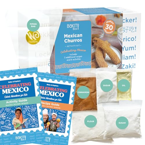 BāKIT Box Churros Baking Kit for Kids, Authentic Mexican Dessert with Printed Recipe & Activity Guide, Fun STEM Learning Gift for Ages 5–12, Homeschool & Family Cooking Set - color: Churro Maker