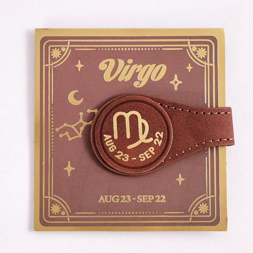 3 PCS Leather Magnetic Bookmark Clips, Zodiac PU Leather Bookmarks for Book Lovers, Full Set of Book Clip Accessories, Earth Sign - style: Earth Signs Constellation