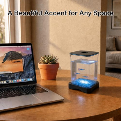 0.5 Gallon Betta Fish Tank Aquarium Starter Kit with Light and Lid(Black) | Premium Acrylic Aquarium with Light and Lid, Crystal Clear Starter Kit for Betta Fish, Shrimp, Snails and Small Fish - color: Black, size: 0.5 Gallon