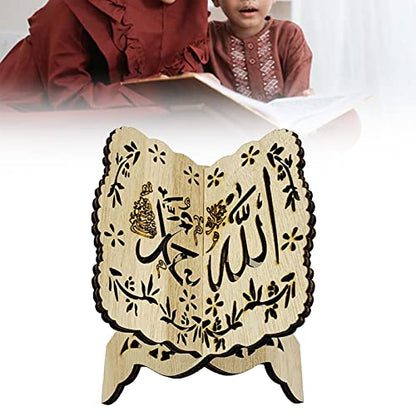 Muslim Book Holder, Wooden Book Holder, Quran Book Stand, Exquisite Engraving Beautiful Polished Folding Book Stand for Offices Living Rooms (Number 2 Standard) - size: Number 2 Standard