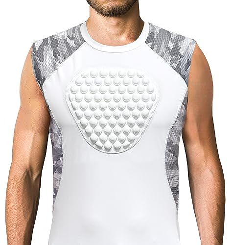 Youper Adult Padded Chest Protector Shirt, Heart-Guard/Sternum Protection for Baseball, Football, Lacrosse & Goalies - size: X-Large, style: White/Camo