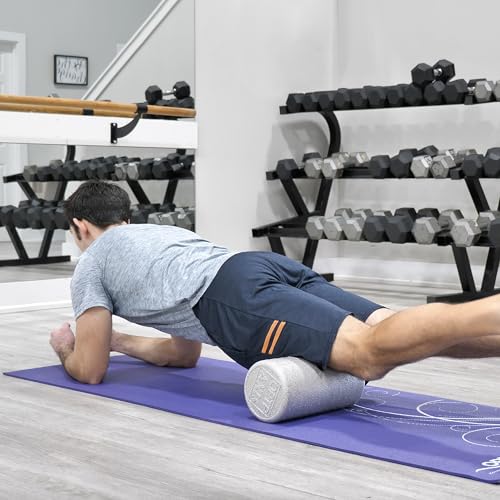OPTP Silver AXIS Moderately Firm Foam Roller – Round, Silver, 12" x 6" | Moderate density for sports medicine, physical therapy, Pilates, yoga, trigger point myofascial release, Heat-molded EPP foam - size: Silver - 12" x 6" Round