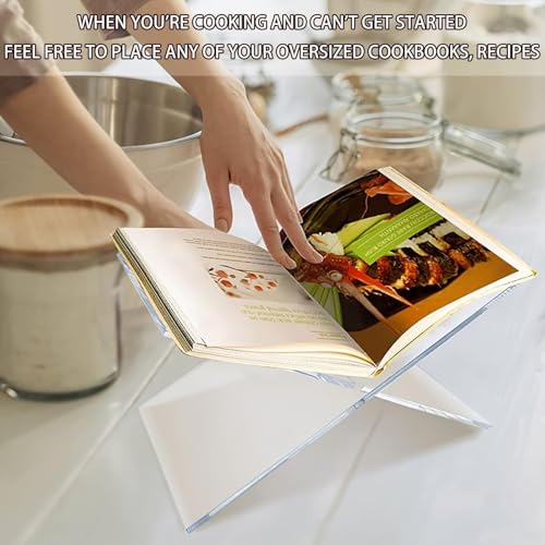 Acrylic Book Stand Large Open Display for Cookbook Art Bible Easel Magazine Textbooks Clear Stands Guest Coffee Table Reading Transparency Holder Kitchen Home Decor 7.5*4.5*4.5 inches (11*6.1) - size: 11*6.1