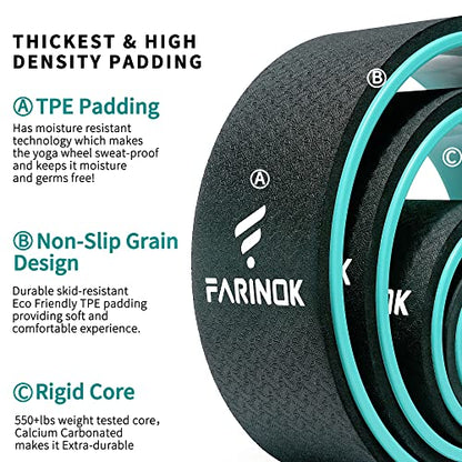 Yoga Wheel Set of 3+1, Upgraded 10MM Thick Back Wheels for Pain Relief | Strongest Back Roller for Deep Tissue Massage, Stretching, Improving Yoga Poses Backbend - style: SET OF 4