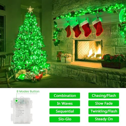 2 Pack 200 LED St. Patrick's Day String Lights Battery Operated with Timer - color: Green, size: 2PK(100LED)