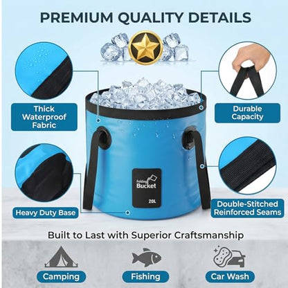 4 Pcs 5 Gallon Collapsible Bucket with Handle Foldable Bucket Water Container for Camping Fishing Car Washing Gardening Outdoor Portable Wash Basin(Blue, Yellow, Orange, Black)