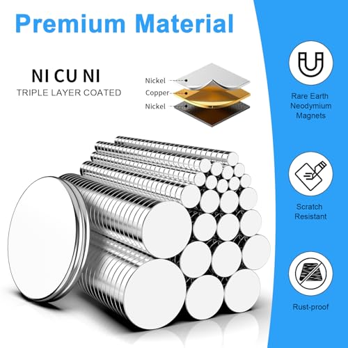 Magnets, Caturledas 600 Pack 8 Different Sizes Small Round Magnetic Rare Earth Neodymium Fridge Magnet for Home Kitchen Office School Hobby Handcraft Woodworking Miniature Model Base, Silver - size: Mix-8 Sizes