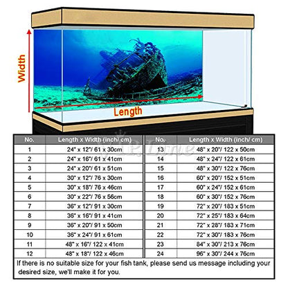 Large Shipwreck Aquarium Background Poster HD Fish Tank Ornament Landscape (30" x 12"/ 76 x 30cm) - size: 30" x 12"/ 76 x 30cm