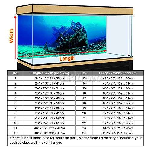 Large Shipwreck Aquarium Background Poster HD Fish Tank Ornament Landscape (60" x 20"/ 152 x 51cm) - size: 60" x 20"/ 152 x 51cm