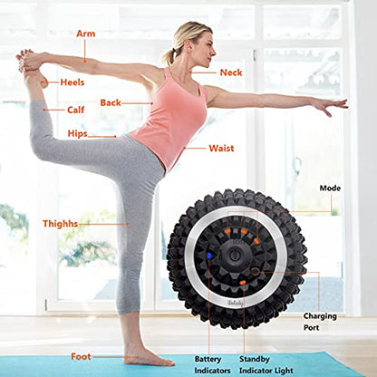 Vibrating Massage Ball 4-Speed High-Intensity Fitness Yoga Massage Roller, Relieving Muscle Tension Pain & Pressure Massaging Balls (Black) - color: Black