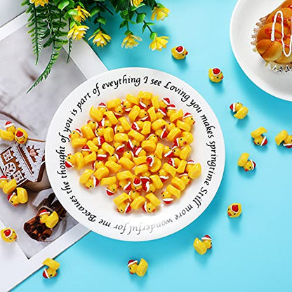 Marsui 100 Pieces Christmas Charms Tiny Resin Duck Decoration Mini Christmas Hat Figures Micro Landscape Garden Aquarium Dollhouse Accessories for Xmas Birthday Party Ornaments
